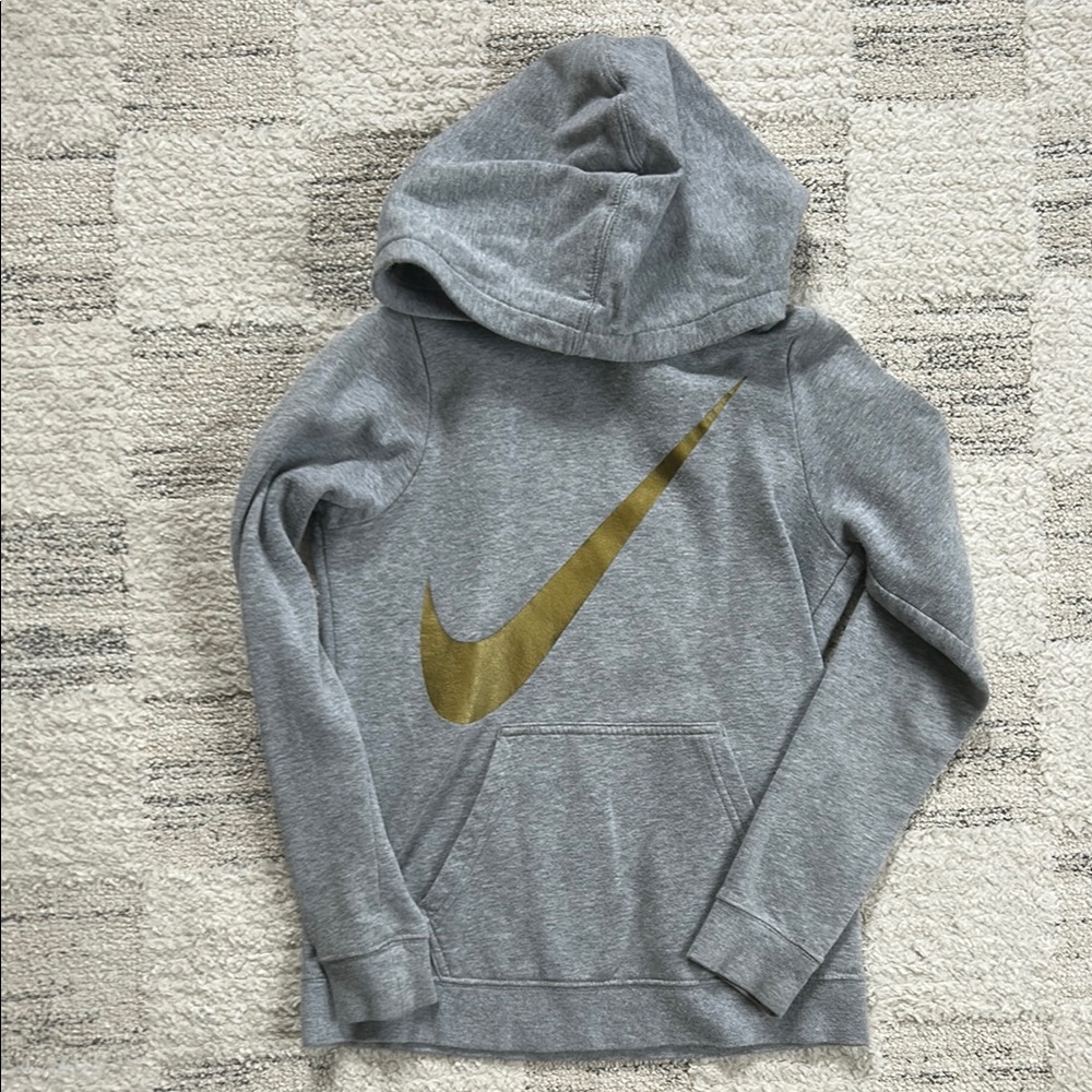 Nike Gray Hoodie with Gold Swoosh